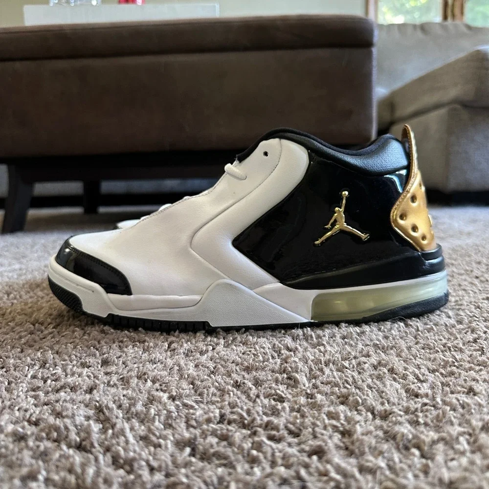 Jordan Big Fund White Black Metallic Gold Basketball Shoes CI2216-100 Mens 11.5